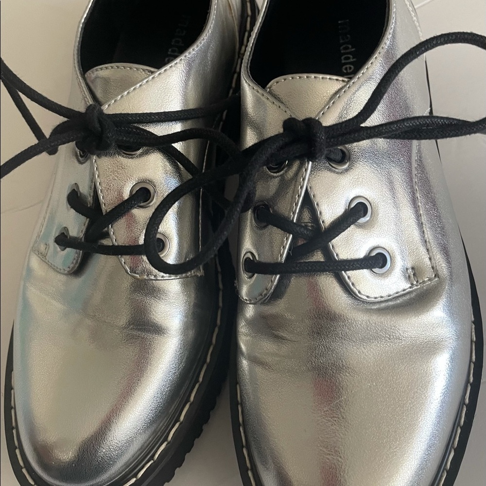 Madden Girl Silver Platform Sneakers - Picture 2 of 11